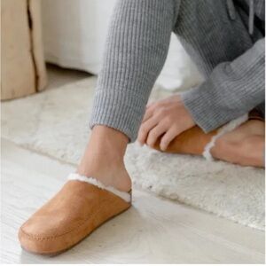 Jenni Kayne Shearling-Lined Tan Mules
